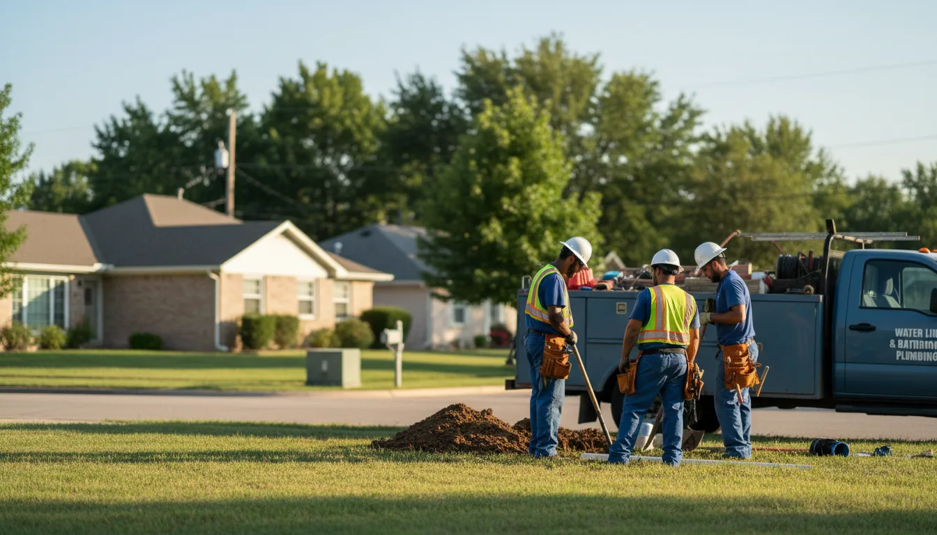 Residential water line and bathroom plumbing service in Cushing, OK